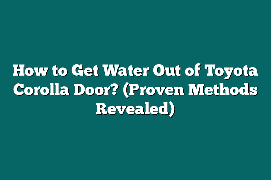 How to Get Water Out of Toyota Corolla Door? (Proven Methods Revealed)