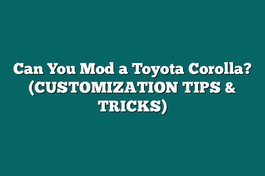 Can You Mod a Toyota Corolla? (CUSTOMIZATION TIPS & TRICKS)